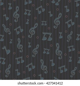Seamless illustration with colored music elements