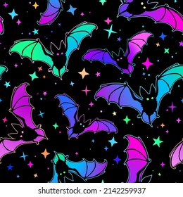 Seamless Illustration With Colorful Bats