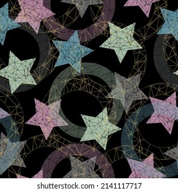 seamless illustration depicting magic symbols and skulls A seamless camouflage pattern consisting of squares cut by a five-pointed star into multi-colored fragments.