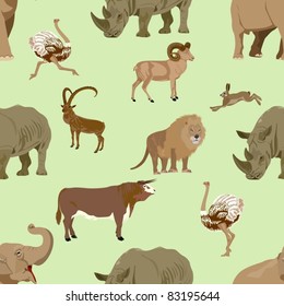 Seamless illustration depicting wild animals