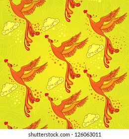 Seamless Illustration with fairy-tale birds.
