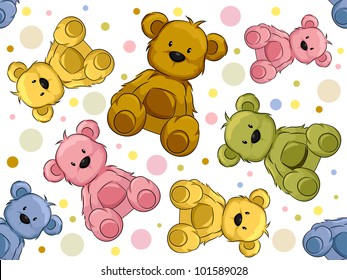 Seamless Illustration Featuring Teddy Bears