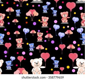 Seamless Illustration Featuring Teddy Bears, vector