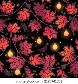 seamless illustration of festive maple leaf garland