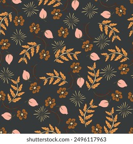 Patrón de flores de ilustración sin fisuras, diseño floral dibujado a mano.