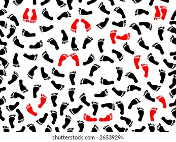 seamless illustration of foot prints with some ballet positions