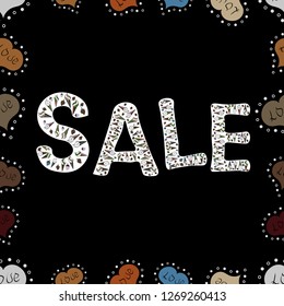 Seamless. Illustration on black, white and brown colors. End of season special offer banner. Lettering. Vector illustration. Sale banner template design, Mega sale special offer.