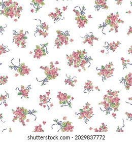 Seamless illustration pattern of cute bouquet,