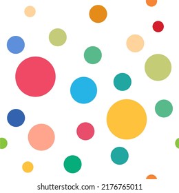 Seamless illustration of a pattern of peas of different colors and sizes. Multi-colored vector illustration.