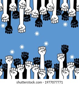 Seamless illustration pattern of a simple fist,