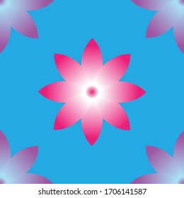 Seamless Illustration of pink flower shape  on blue background, meditation symbolic for making various kinds of meditation media