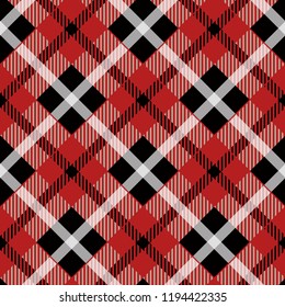 seamless illustration, red tartan pattern with white stripes