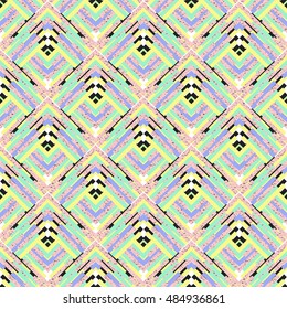 Seamless illustration. Retro graphic. Memphis pattern. Avant-garde ornament. Vintage print. Bauhaus background. Postmodernism art. Hipster wallpaper. Futuristic backdrop. Geometry design. Vector.

