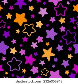 Seamless illustration of a scattering of multi-colored stars
