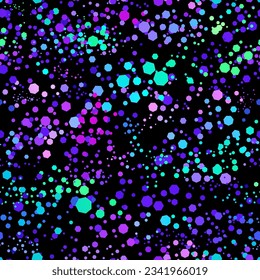 Seamless illustration of a scattering of sequins on a black background