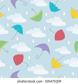 Seamless illustration. Set for your design. background with umbrellas