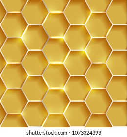 Seamless illustration of shiny honeycomb background - vector eps10