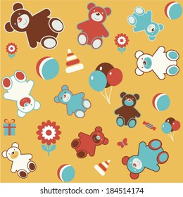 Seamless Illustration Teddy Bears