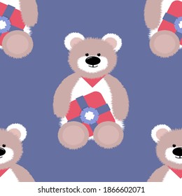 Seamless illustration with teddy bears. vector illustration.
