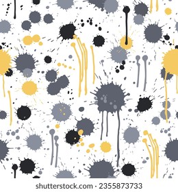 Seamless illustration of various stains and splashes on a white background