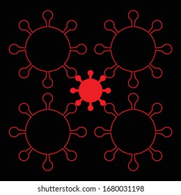 Seamless Illustration of virus like shape on black background