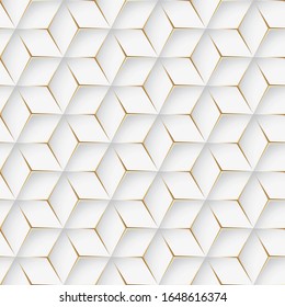 Seamless illustration of white shiny metallic golden background with 3d effect