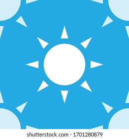Seamless illustration of white sun like shape on blue background, useful graphic pattern for making fabric printing in summer collection