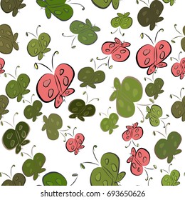 Seamless illustrations of butterfly. Good for web page, wallpaper, graphic design, catalog, texture or background. Cartoon style vector graphic.