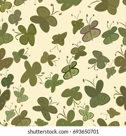 Seamless illustrations of butterfly. Good for web page, wallpaper, graphic design, catalog, texture or background. Cartoon style vector graphic.