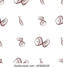 Seamless illustrations of fish. Good for web page, wallpaper, graphic design, catalog, texture or background. Cartoon style vector graphic.