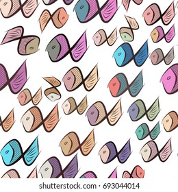 Seamless illustrations of fish. Good for web page, wallpaper, graphic design, catalog, texture or background. Cartoon style vector graphic.