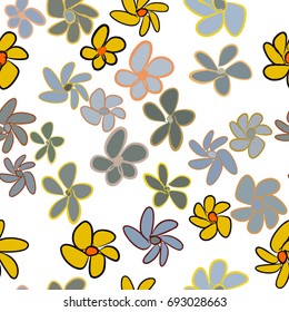Seamless illustrations of flower. Good for web page, wallpaper, graphic design, catalog, texture or background. Cartoon style vector graphic.