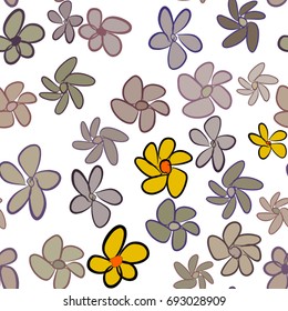 Seamless illustrations of flower. Good for web page, wallpaper, graphic design, catalog, texture or background. Cartoon style vector graphic.