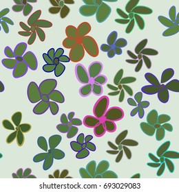Seamless illustrations of flower. Good for web page, wallpaper, graphic design, catalog, texture or background. Cartoon style vector graphic.