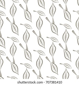 Seamless illustrations of leaves. Good for web page, wallpaper, graphic design, catalog, texture or background. Cartoon style vector graphic.