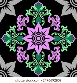 Seamless illustrations traditional pattern eye-catching pattern It features elements such as flowers inspired by Asian culture.  Can be printed on high-quality fabric.