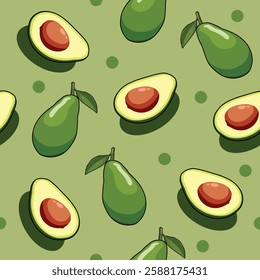 Seamless ilustration avocado fruit Pattern avocado