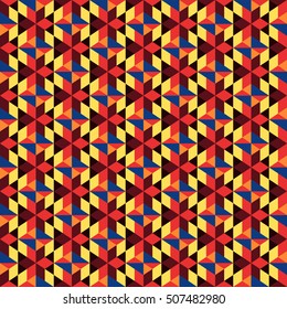 Seamless image with bright geometric shapes. Ethnic style.
