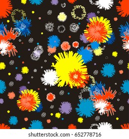 Seamless image - bright stylized flowers on a black background. Pattern for textiles, paper, wallpaper