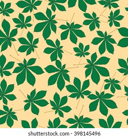 Seamless image of chestnut leaves, vector image