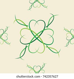Seamless image of a clover. Good luck symbol. Vector color background.