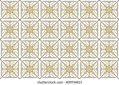 Seamless image of the elements gold color. Vector illustration. For wallpaper, presentation, design, textiles