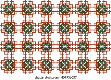 Seamless image of the elements green and red interlacing. Vector illustration. For wallpaper, presentation, design, textiles