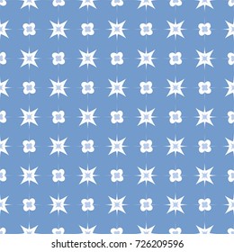 The seamless image of a flower and star in east style on a blue background. Vector color background.
