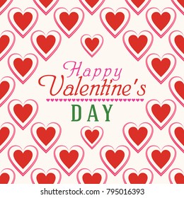 The seamless image of graceful heart by St. Valentine's Day with a congratulatory inscription on a light background. Vector color background.
