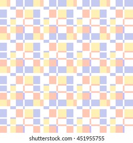 Seamless image of multi colored geometric shapes. White background.
