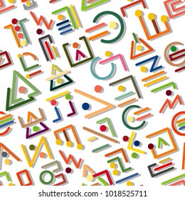 Seamless image from nonexistent writing elements, encryption, hieroglyphs, cuneiform, icons or other graphic elements in a diagonal arrangement