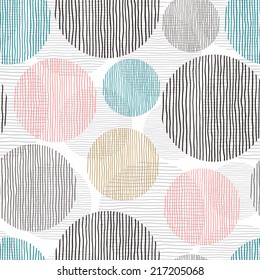 Seamless image with rounds. Vector hand drawn background. Abstract decorative illustration.
