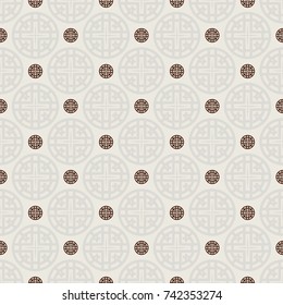 The seamless image of a star in a cross on a beige background. Vector color background.