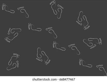Seamless imprint pattern. Prints of human steps.